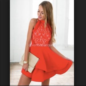 Red lace dress